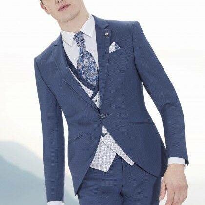 COR.03.25.322 Costume de mariage bleu marine 3 pièces Roberto Vicentti — Wind's Mariages Rivery