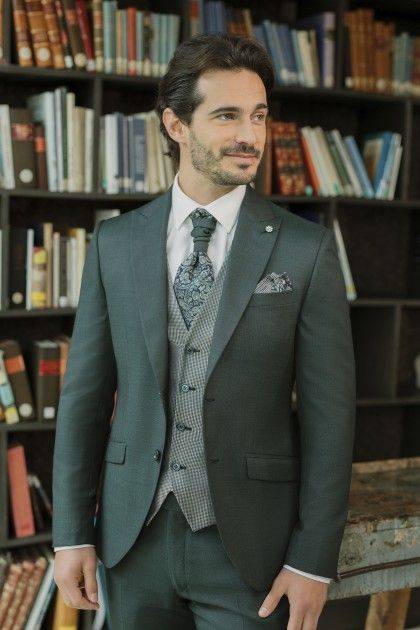 43.26.903 Costume de mariage vert canard 3 pièces Roberto Vicentti — Wind's Mariages Rivery Amiens